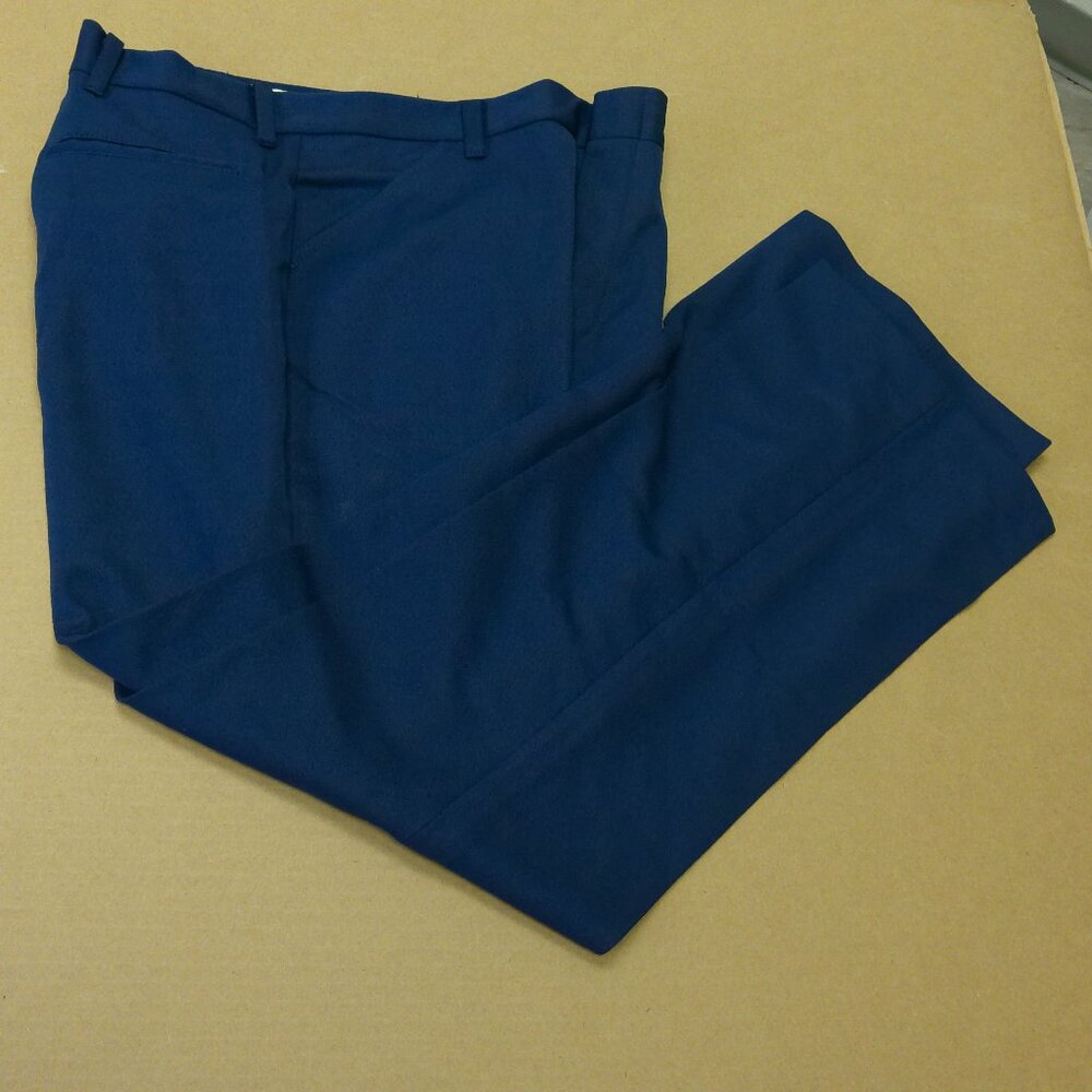 VTG Haband of Paterson 30x29 Navy USA Slacks Poly Pants Workwear Wide Leg 70s